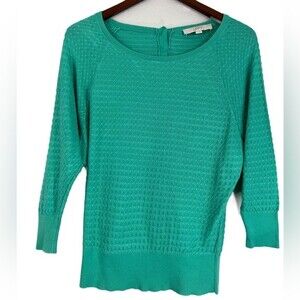 LOFT Women's Green Cable Sweater Cotton Blend Size XS